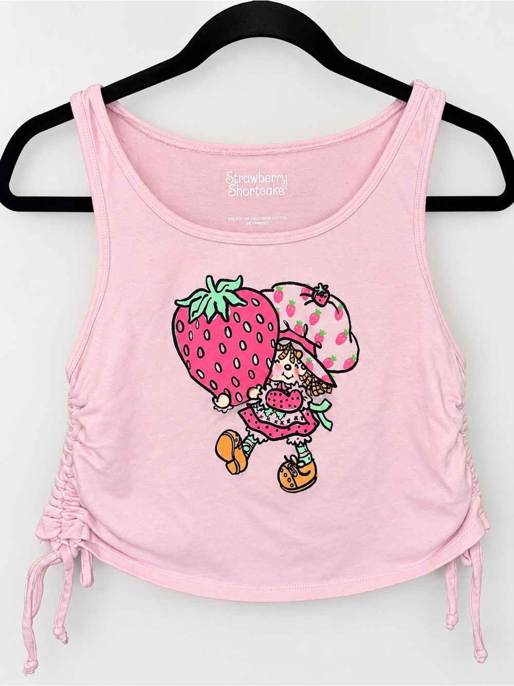 Strawberry Shortcake Pink Girls Graphic Tank with Side Ruching